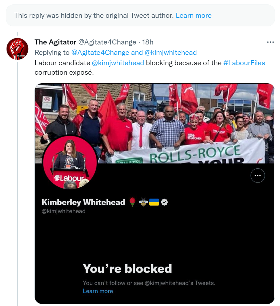 Right-wing W Derby wannabe blocks activist for mentioning Al Jazeera ‘Labour Files’